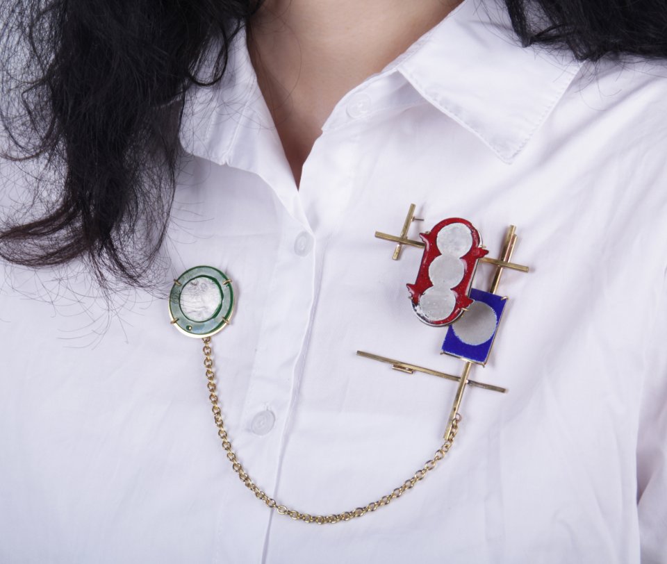 Billboard-Advertising Brooch Brass, Enamel 75*75mm 2018